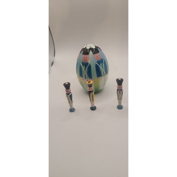 VINTAGE Polish Nutcracker Soldier Nesting Egg 9Wooden Soldiers, Holiday, Toy - Picture 8 of 10